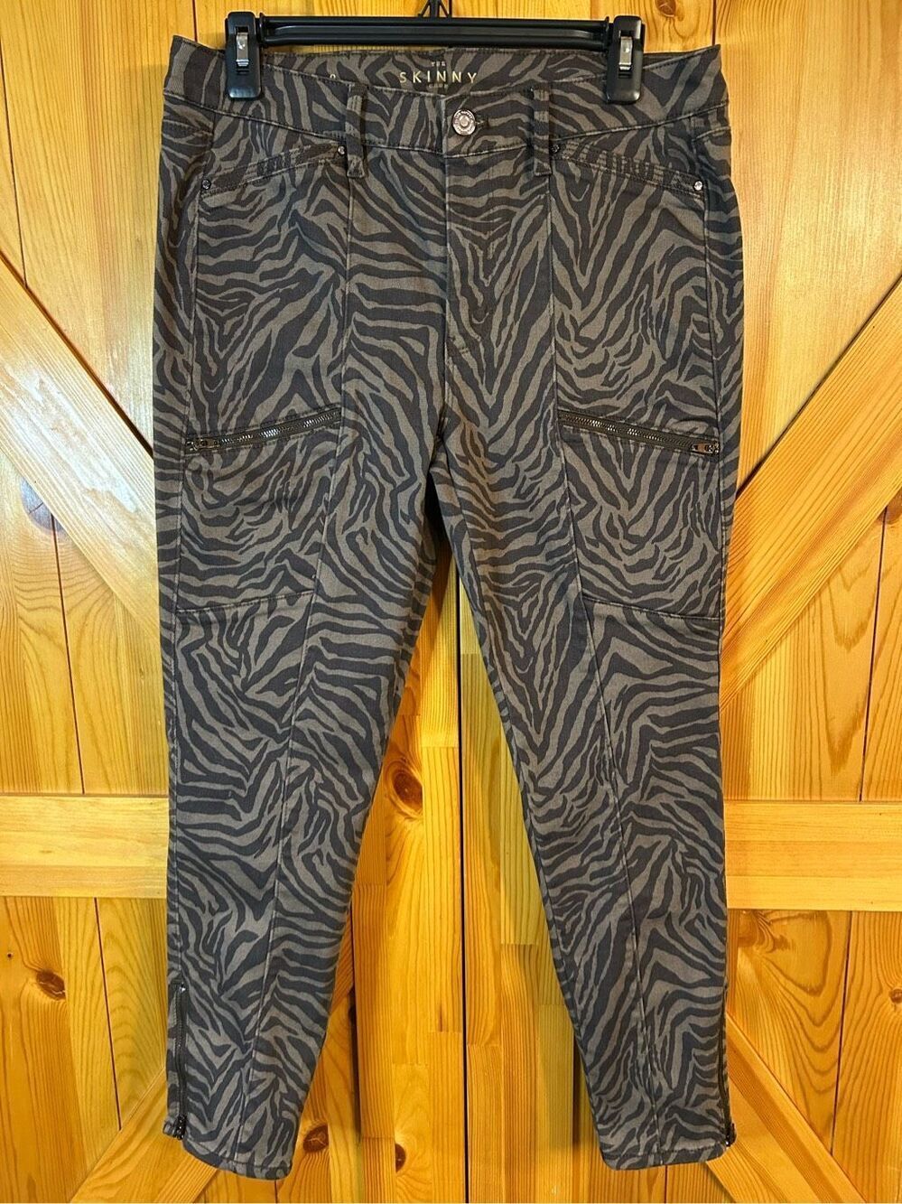 White House Black Market Womens Skinny Crop Jeans Sz 8 Brown Animal Print (0309)